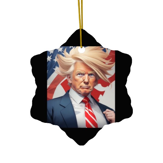 Political Trump 2024 American Flag Ceramic Ornaments