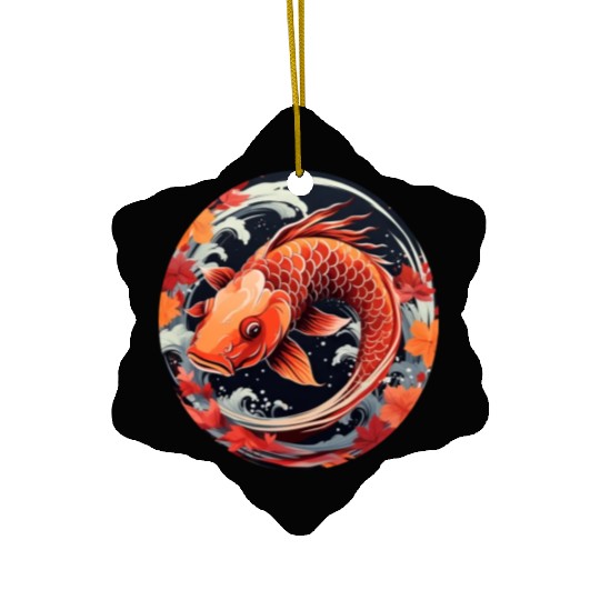 Autumnal Koi Fish at Sunset Ceramic Ornaments