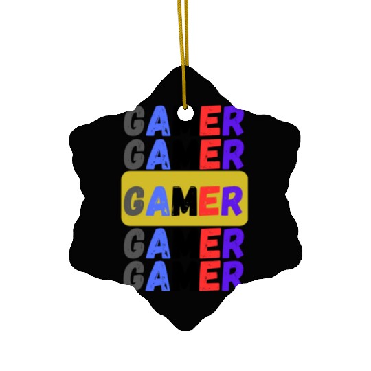 Distressed Retro Gamer Ceramic Ornaments