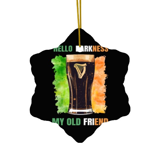 Hello Darkness My Old Friend Irish Stout Ceramic Ornaments
