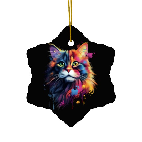 Color Explosion Persian Cat Art Ceramic Ornaments