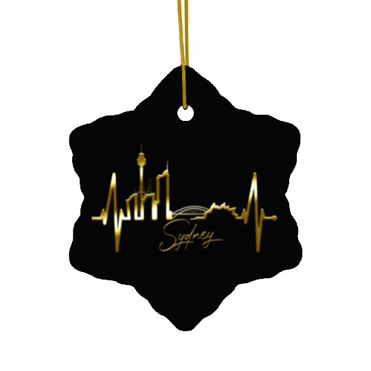 Sydney Skyline Heartbeat Australian Heart Rate Fan Ceramic Ornaments