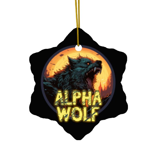 Alpha Wolf Ceramic Ornaments