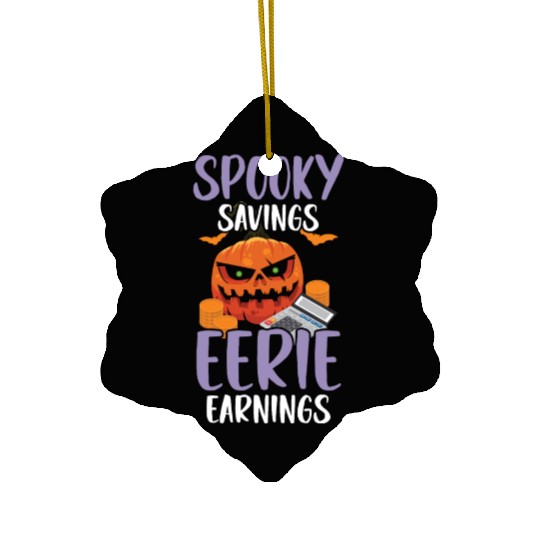 Spooky Savings Eerie Earnings Accountant Halloween Ceramic Ornaments