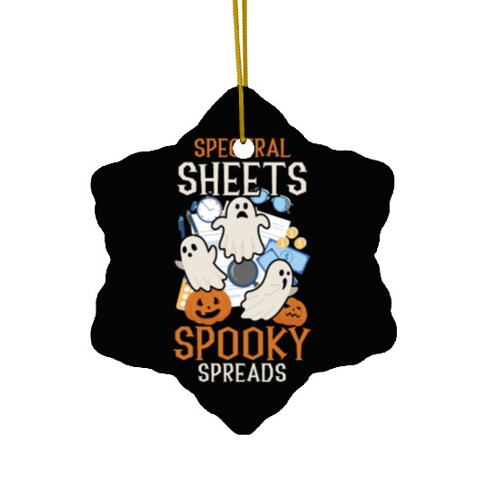 Spectral Sheets Spooky Spreads Scary Halloween Ceramic Ornaments