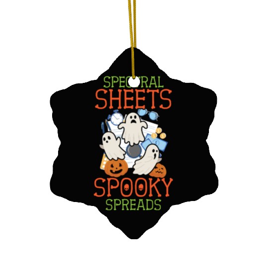 Spectral Sheets Spooky Spreads Scary Halloween Ceramic Ornaments