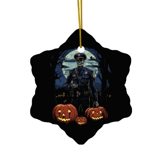 Creepy Zombie Cop Undead Police Halloween Officer Ceramic Ornaments