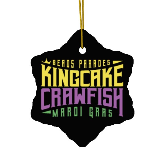 Beads Parades Kingcake Crawfish Mardi Gras Ceramic Ornaments