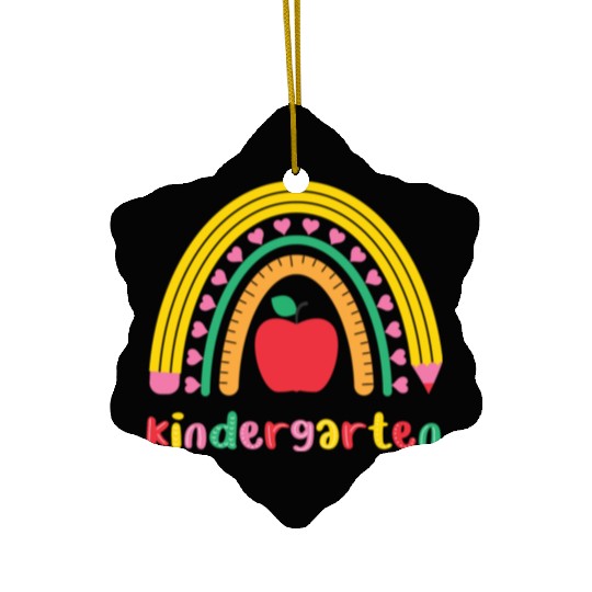 Kindergarten Rainbow Girls Kids Teacher Team Ceramic Ornaments