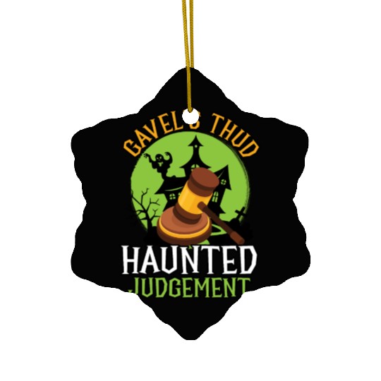 Gavel's Thud Haunted Judgment Lawyer Halloween Ceramic Ornaments