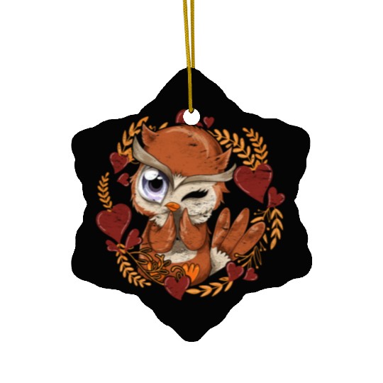 Animal Wise Bird Heart Gift Cute Owl Ceramic Ornaments
