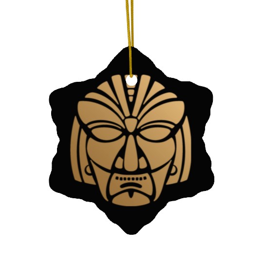 Aztec & Mayan: Sleek Mask Business Logo Ceramic Ornaments