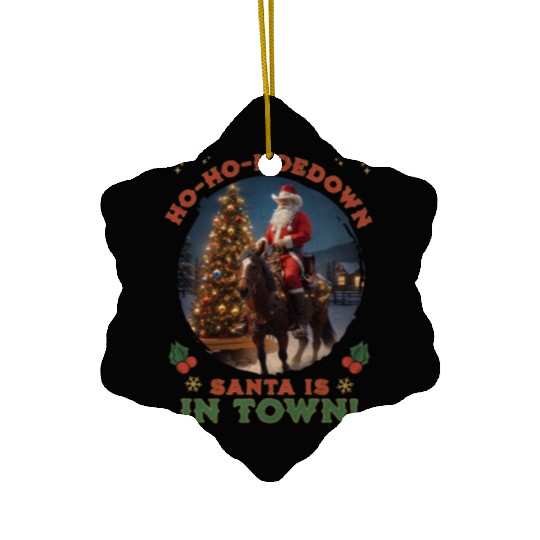 Retro Western Christmas Tree Cowboy Santa Claus Ceramic Ornaments