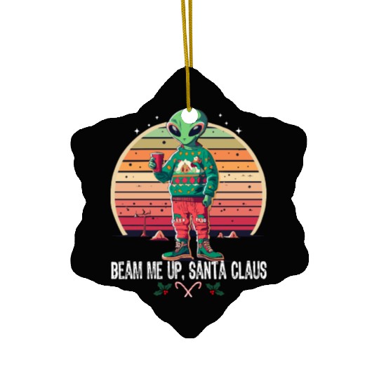 Beam Me Up Santa Claus Alien Christmas Ufo Coffee Ceramic Ornaments