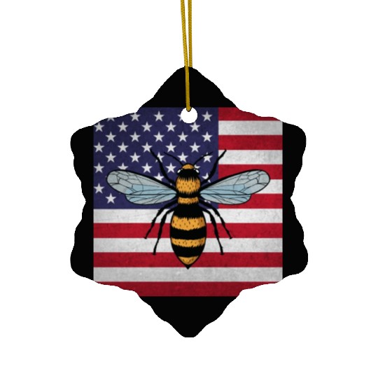 Beekeeper Beekeeping Us Flag Ceramic Ornaments