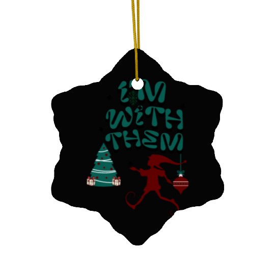 "Im with them" Christmas Elf design Ceramic Ornaments