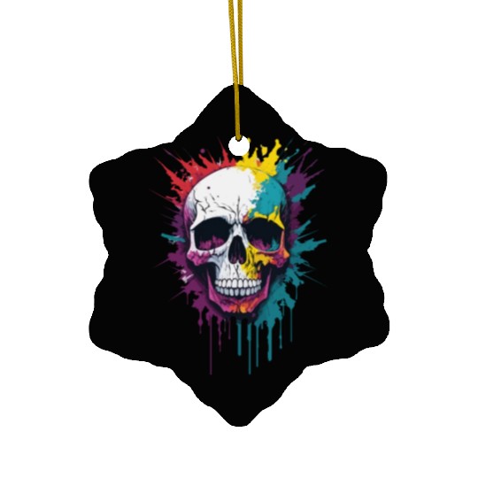 Colorful skull pain splash Ceramic Ornaments
