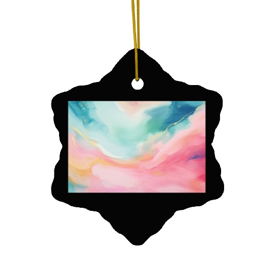 Abstract Pink Wave Painting Ceramic Ornaments