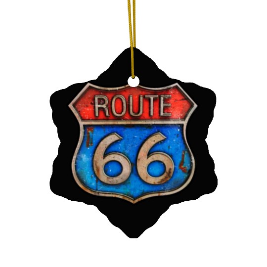 Route 66 vintage sign - Rusty metal Ceramic Ornaments