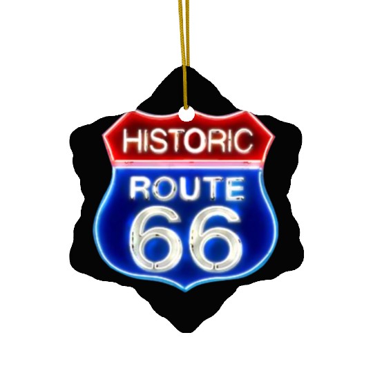 Route 66 neon sign Ceramic Ornaments