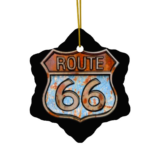 Route 66 vintage sign - Rusty metal sign 3 Ceramic Ornaments
