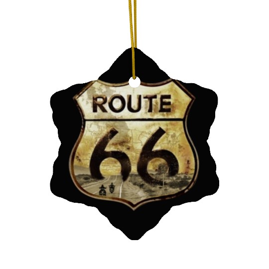 Route 66 trip with motorcycle Ceramic Ornaments