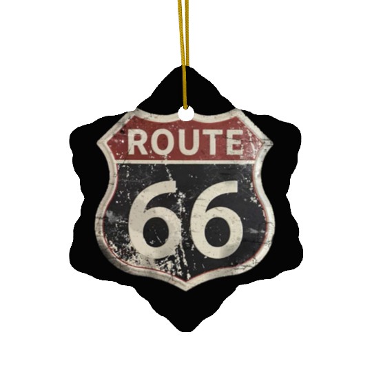 Route 66 vintage sign Ceramic Ornaments