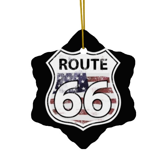 Route 66 - American Flag Ceramic Ornaments