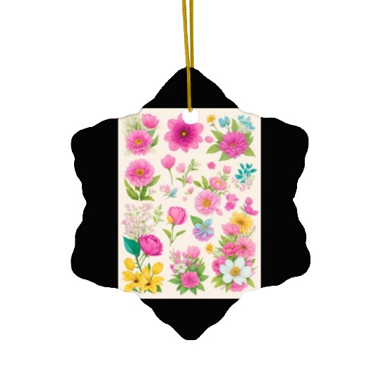 Buttercup and Marigold Spring Flowers Ceramic Ornaments