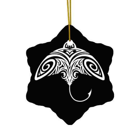 T Tattoo Polynesian Stingray Design Ceramic Ornaments