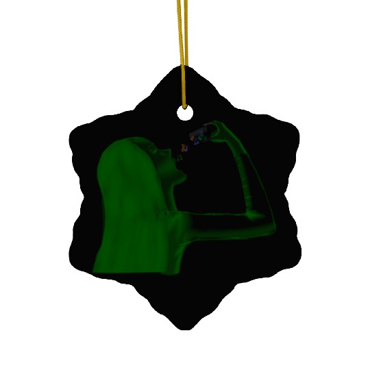 Lady taking music pills Ceramic Ornaments