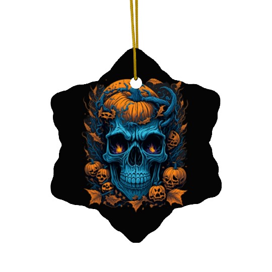 Halloween Spooky Skull Face Ceramic Ornaments