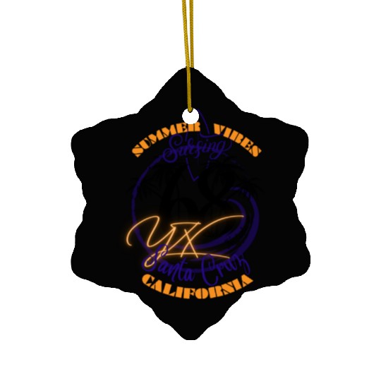 Santa Cruz California summer vibes surfing Ceramic Ornaments