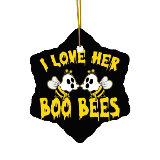 I Love Her Boo Bees Halloween Ceramic Ornaments