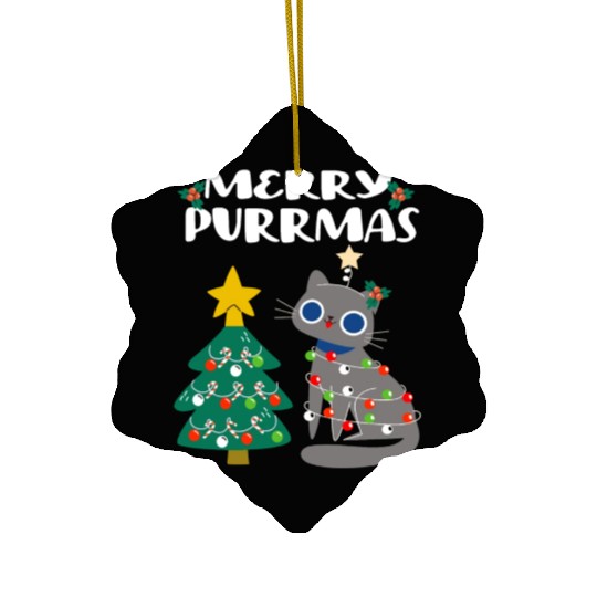 Merry Purrmas - For Christmas Holiday Cat Lovers Ceramic Ornaments