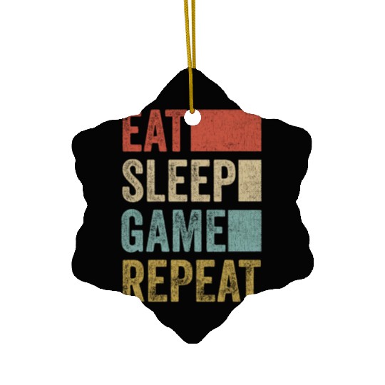 Vintage Retro Gamer Accessory Eat Sleep Game Ceramic Ornaments