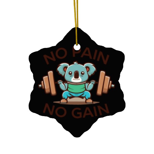 No Pain No Gain Cute Fat Panda Weightlifting Gym Ceramic Ornaments