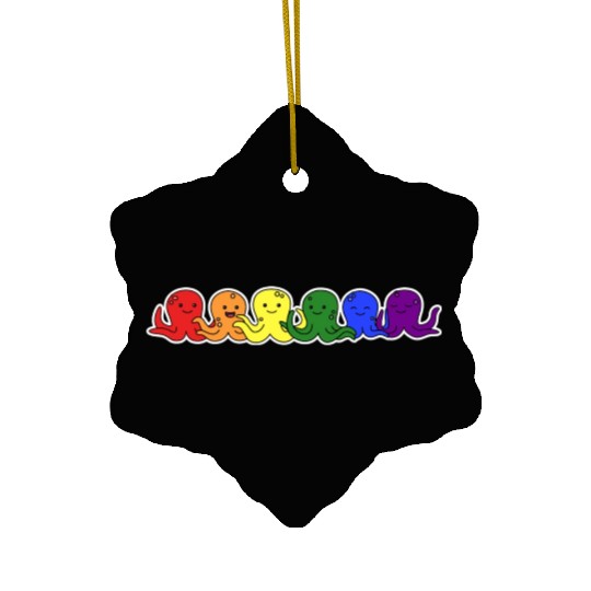 LGBT+ Flag Octopus Design for proud LGBT+ People Ceramic Ornaments