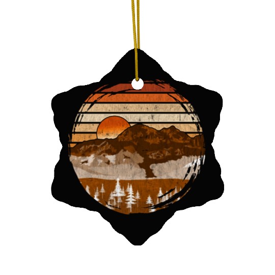 Retro sunset nature Ceramic Ornaments
