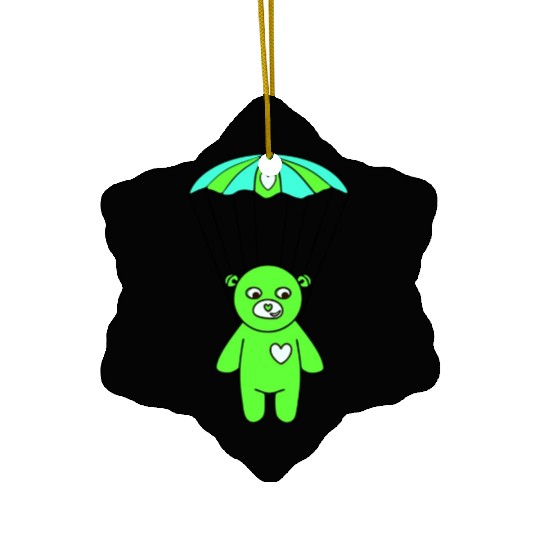 Teddy Bear - The Green Skydiver Ceramic Ornaments