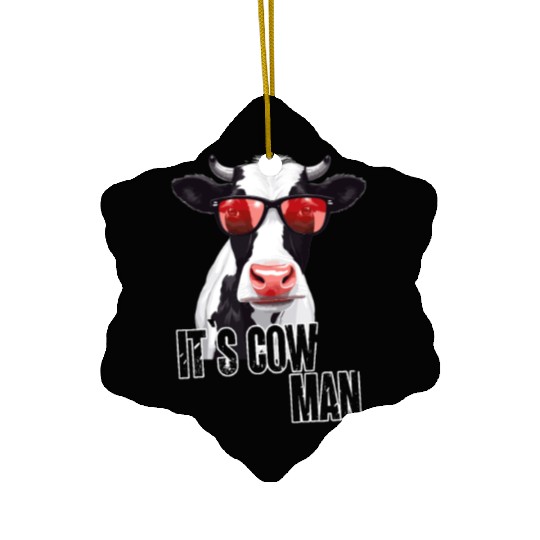 Cow With Sunglasses And Saying Ceramic Ornaments