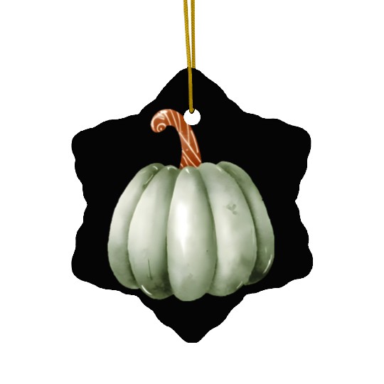 Green Pumpkin Watercolor Ceramic Ornaments
