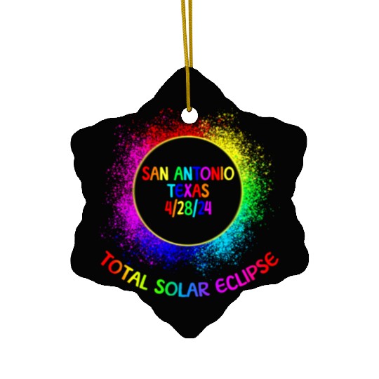 Total Solar Eclipse San Antonio Texas 4/28/24 Kids Ceramic Ornaments