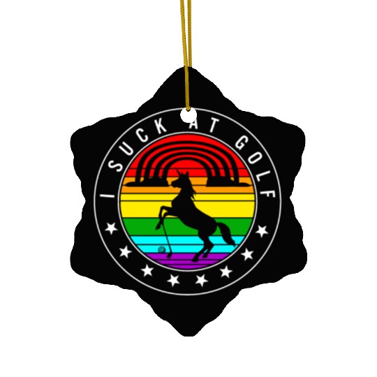 Golf Ceramic Ornaments, I Suck At Golf Unicorn Rainbow Retro