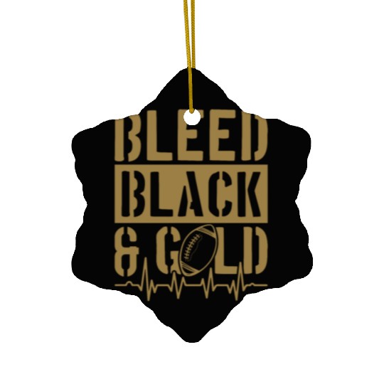 Bleed Black and Gold Group School Football Sports Ceramic Ornaments