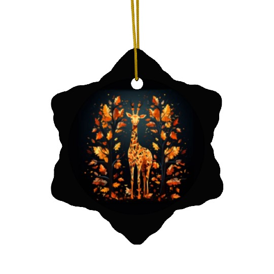 Giraffe in Autum Design Ceramic Ornaments