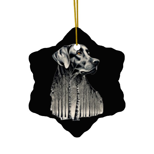 Funny black labrador charcoal drawing Ceramic Ornaments