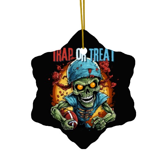 Trap or Treat Zombie American football Ceramic Ornaments