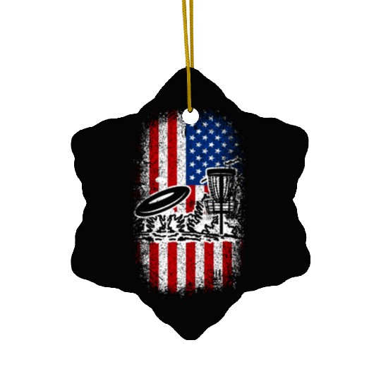 Usa American flag 4th of july patriotic disc golf Ceramic Ornaments