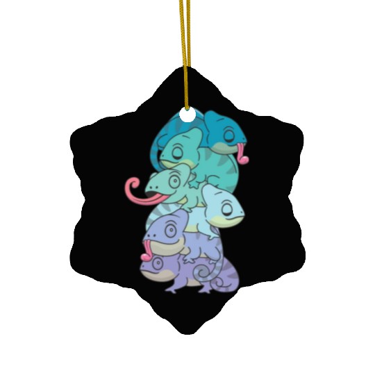 Neptunic Flag Pride Lgbtq Cute Chameleon Pile Ceramic Ornaments